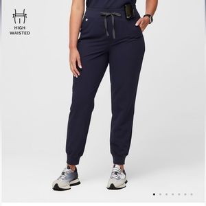 High-Waisted Zamora Jogger Scrub Pants - Navy Blue